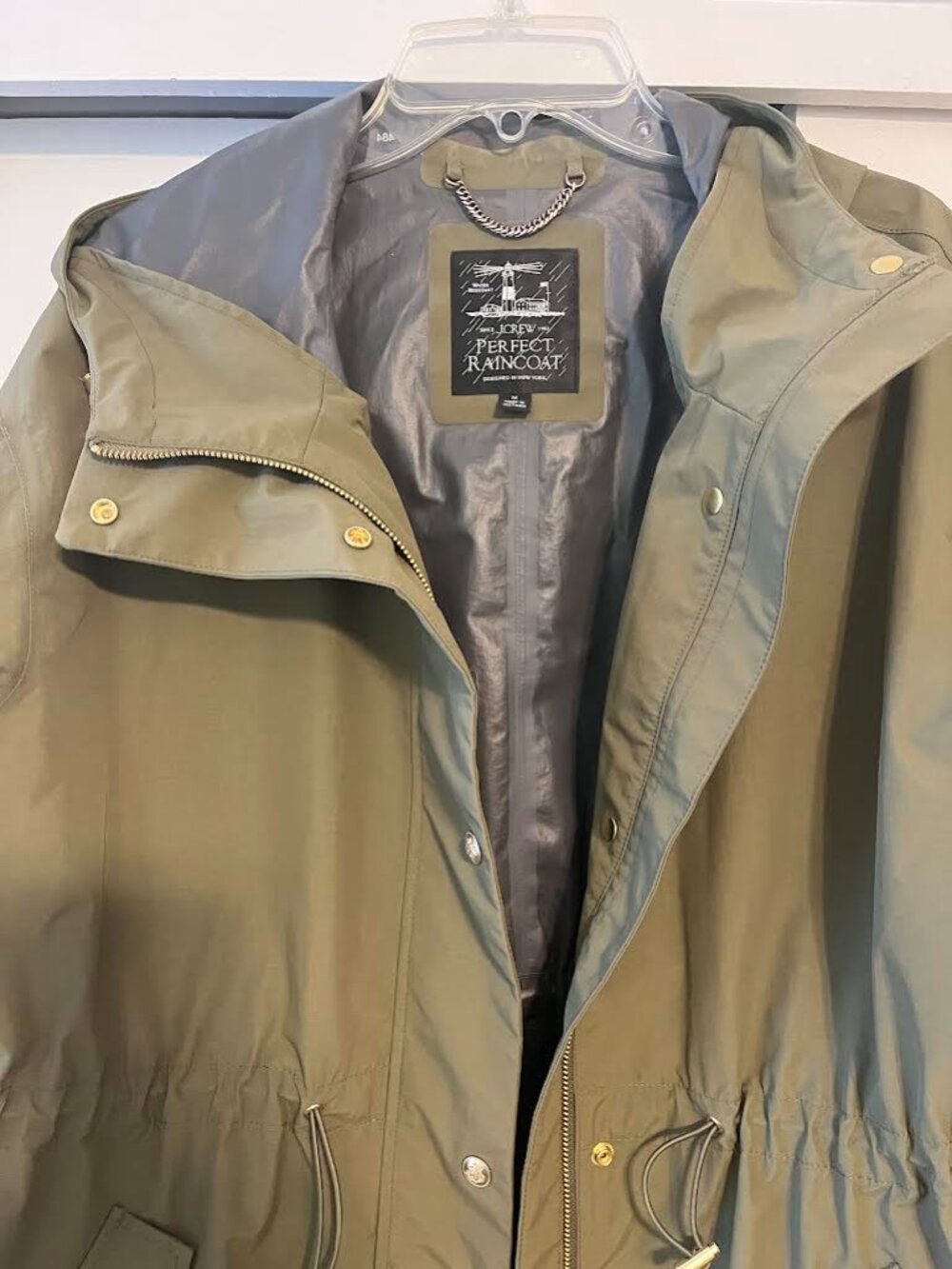 J. Crew Women's Perfect Raincoat (Olive, Size Medium) - Picture 6 of 11